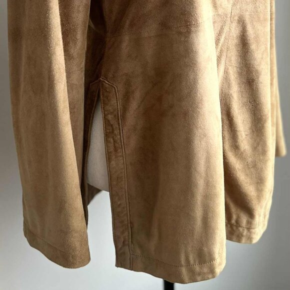 Vintage 1969 Camel Brown Nubuck Leather Tunic Top with Notched Neck – US S - Picture 3 of 13